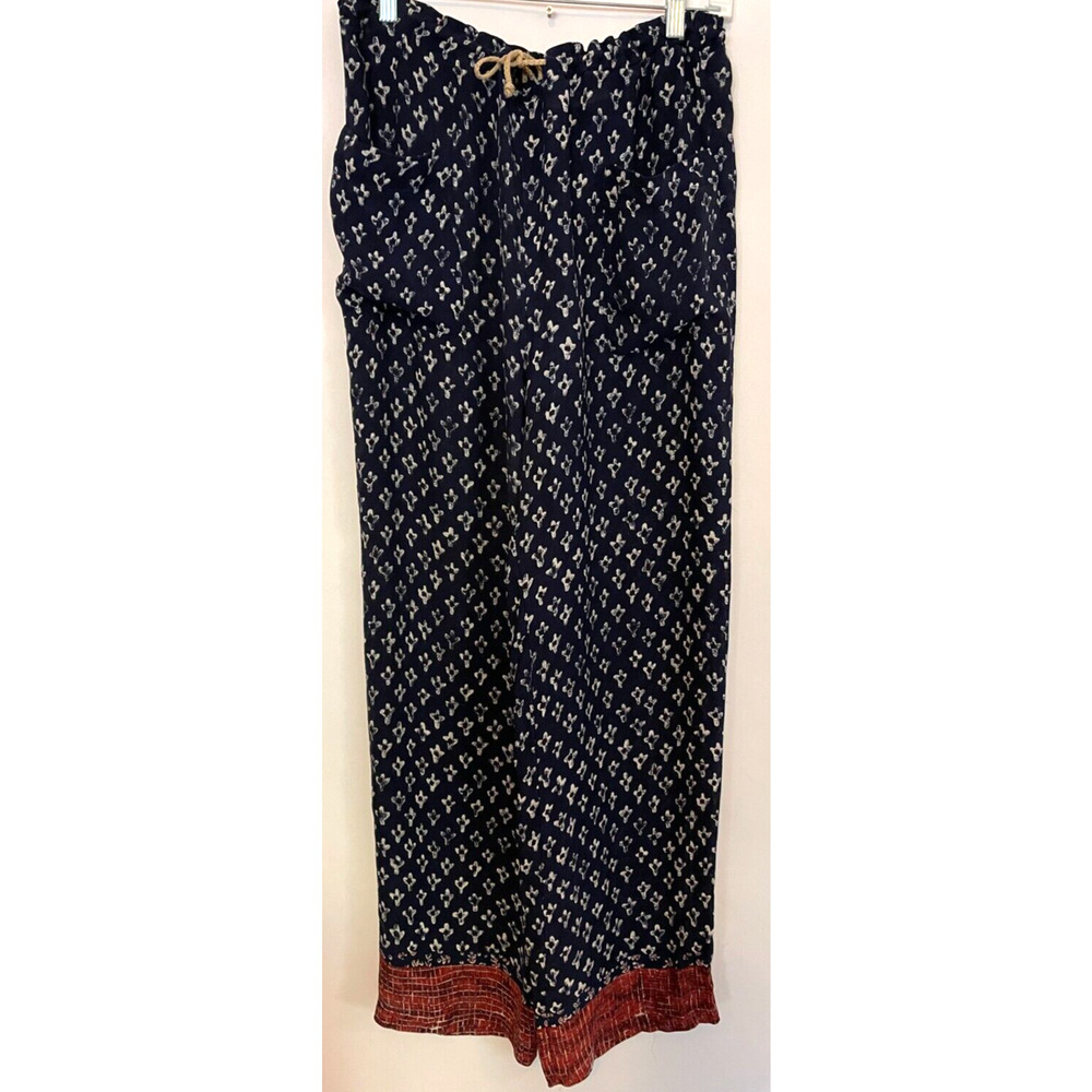 Nine Kei Women Long Palazzo Pants Wide Leg Blue and Red Trousers Polyest…